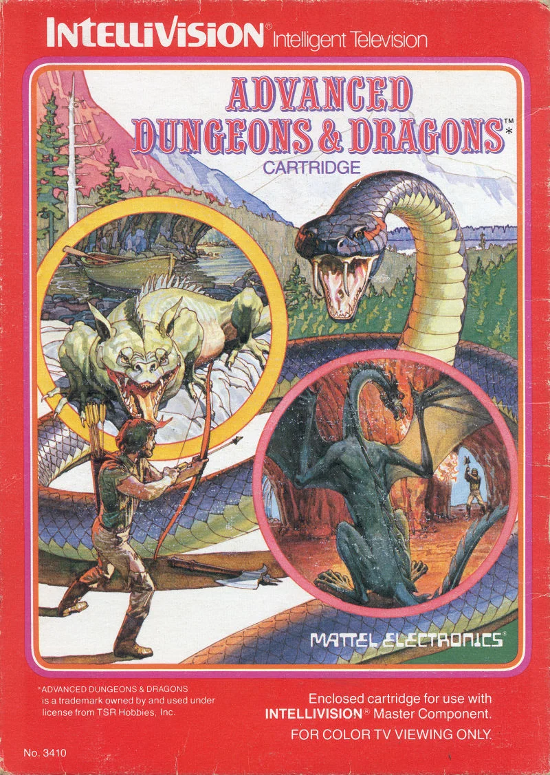 Box front for Advanced Dungeons & Dragons Cartridge on Mattel Intellivision (North America)