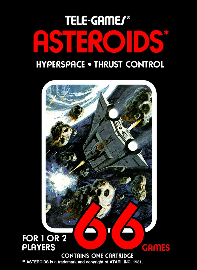 Box front for Asteroids on Atari 2600 (North America)