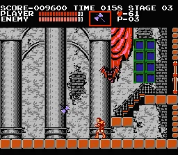 Gameplay screenshot for Akumajou Dracula on Nintendo Famicom Disk System (Region not specified)