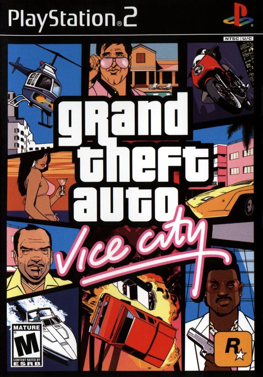 Box front for Grand Theft Auto: Vice City on Sony Playstation 2 (North America)