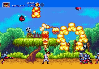 Gameplay screenshot for Gunstar Heroes on Sega Genesis (World)