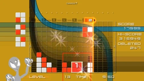 Gameplay screenshot for Lumines: Puzzle Fusion on Sony PSP (Region not specified)