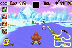 Gameplay screenshot for Mario Kart: Super Circuit on Nintendo Game Boy Advance (World)