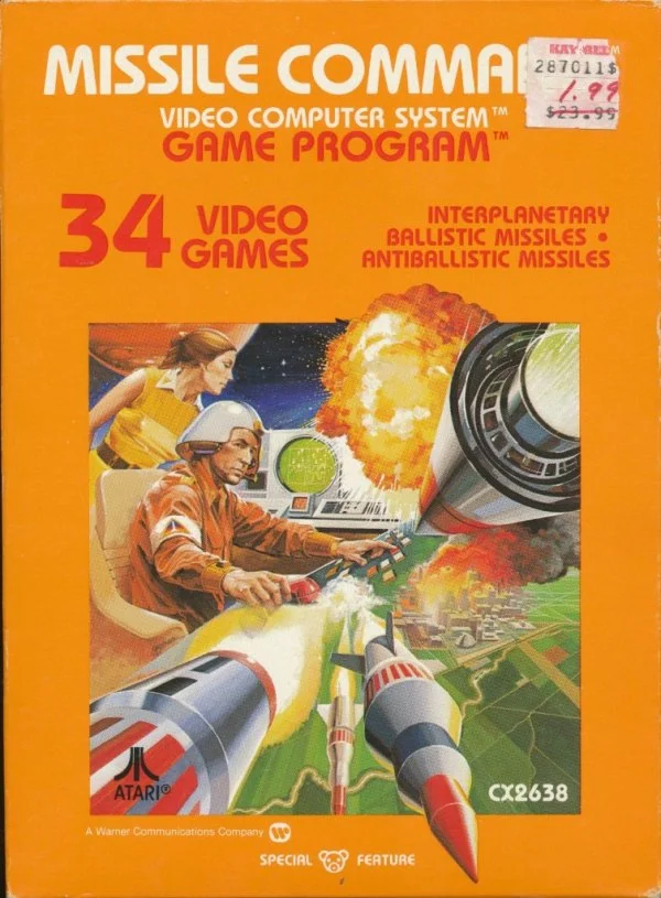 Box front for Missile Command on Atari 2600 (North America)