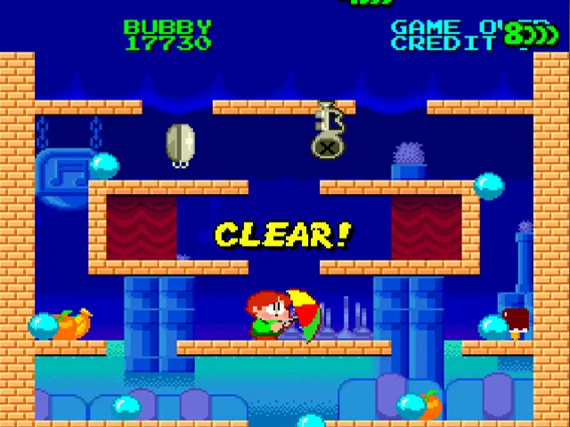 Gameplay screenshot for Parasol Stars: The Story of Bubble Bobble III on NEC TurboGrafx-16 (North America)
