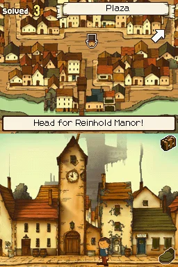 Gameplay screenshot for Professor Layton and the Curious Village on Nintendo DS (World)