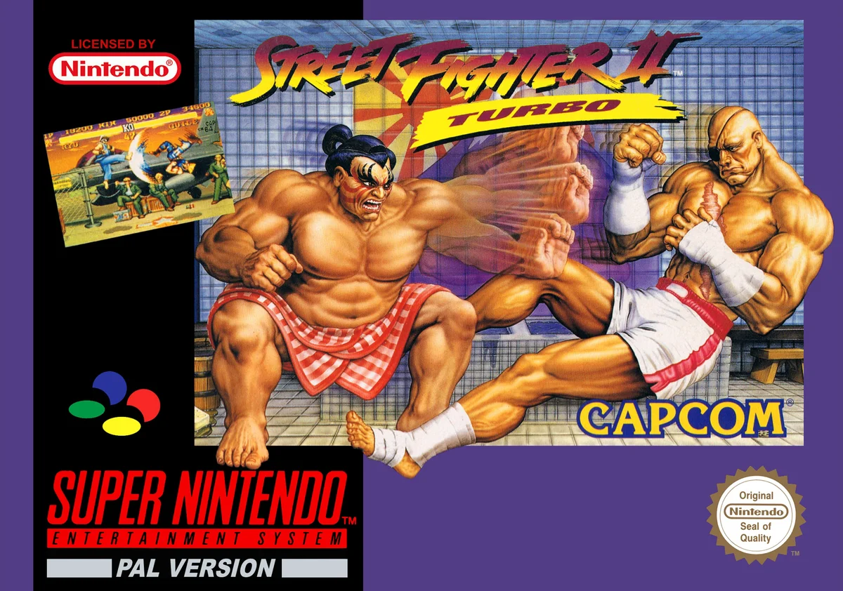 Box front for Street Fighter II Turbo on Super Nintendo Entertainment System (Europe)