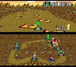 Gameplay screenshot for Super Mario Kart on Super Nintendo Entertainment System (Region not specified)