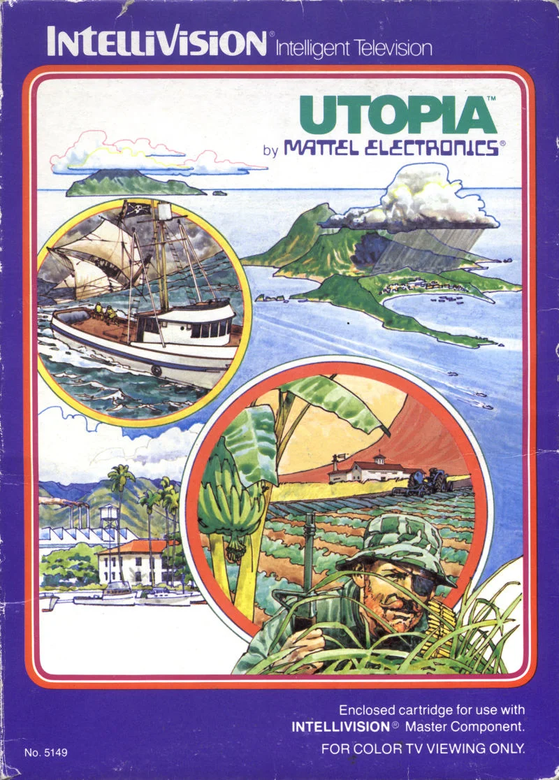 Box front for Utopia on Mattel Intellivision (North America)